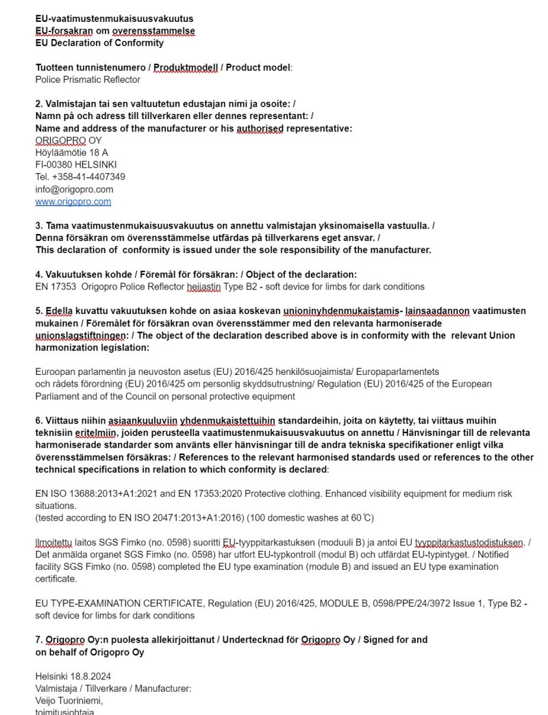 EU vaatimustenmukaisuusvakuutus