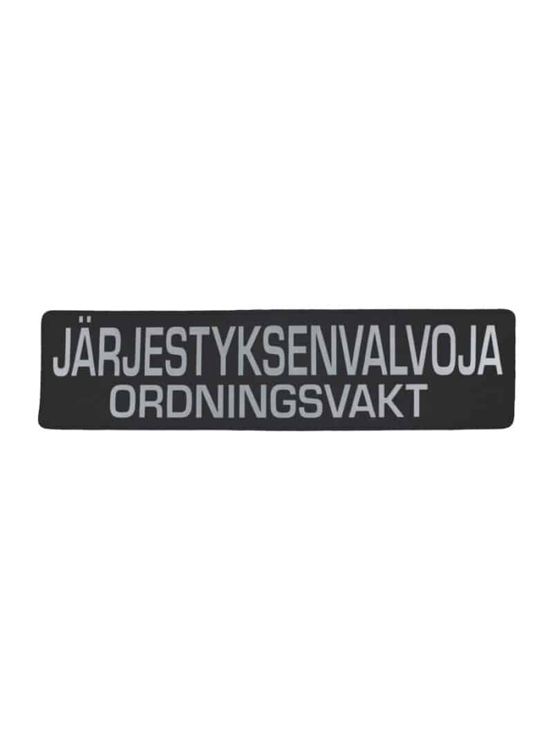 JÄRJESTYKSENVALVOJA ORDNINGSVAKT selkämerkki, musta