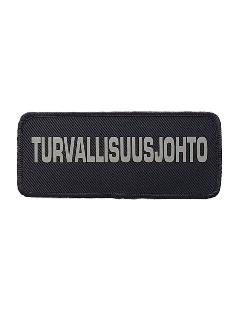 TURVALLISUUSJOHTO rintamerkki, musta 50x120