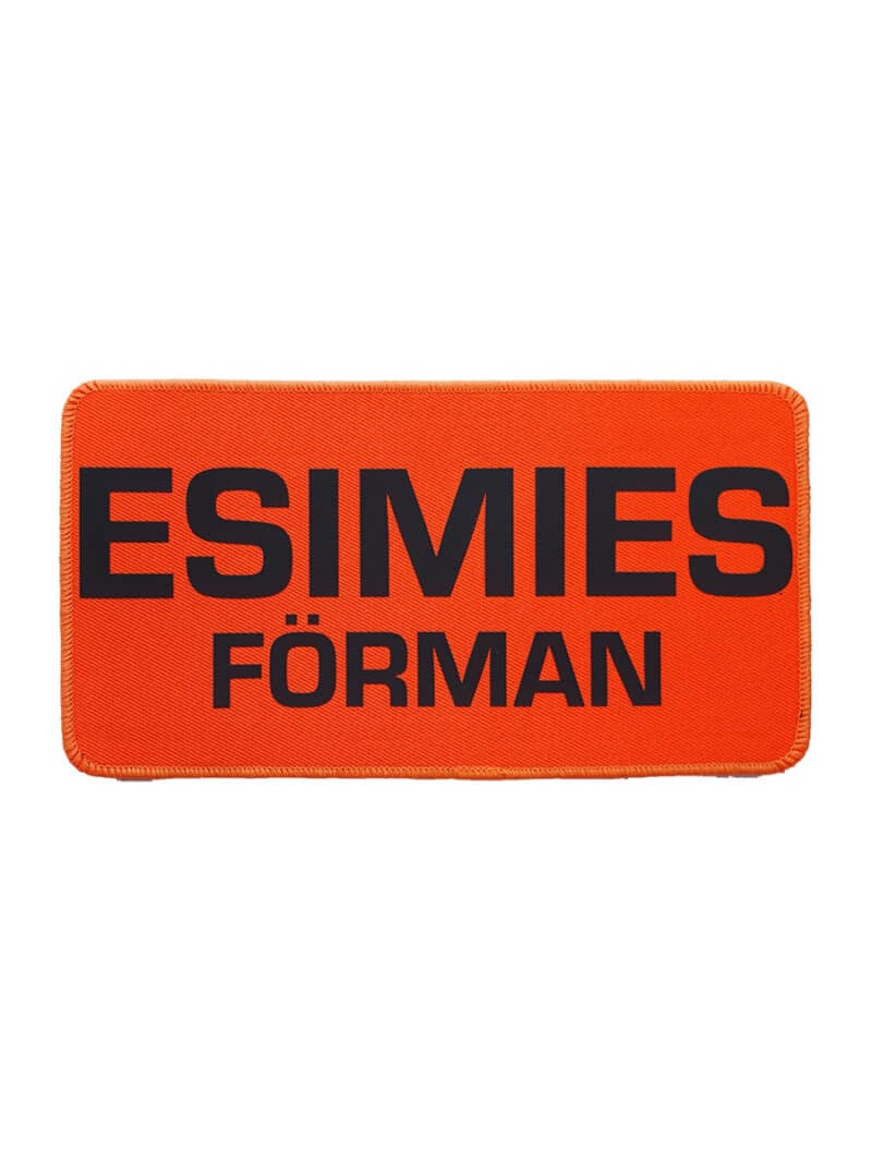 ESIMIES FÖRMAN selkämerkki, oranssi, 90x170 mm