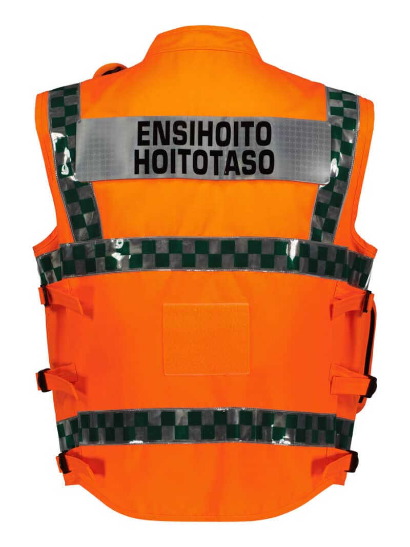 HiVis Vest EN 20471 OrangeGreenChecker Back