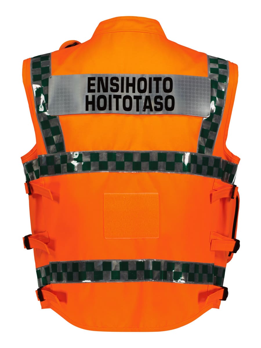 Tactical High Visibility vest, EN 20471 Orange + Green Check