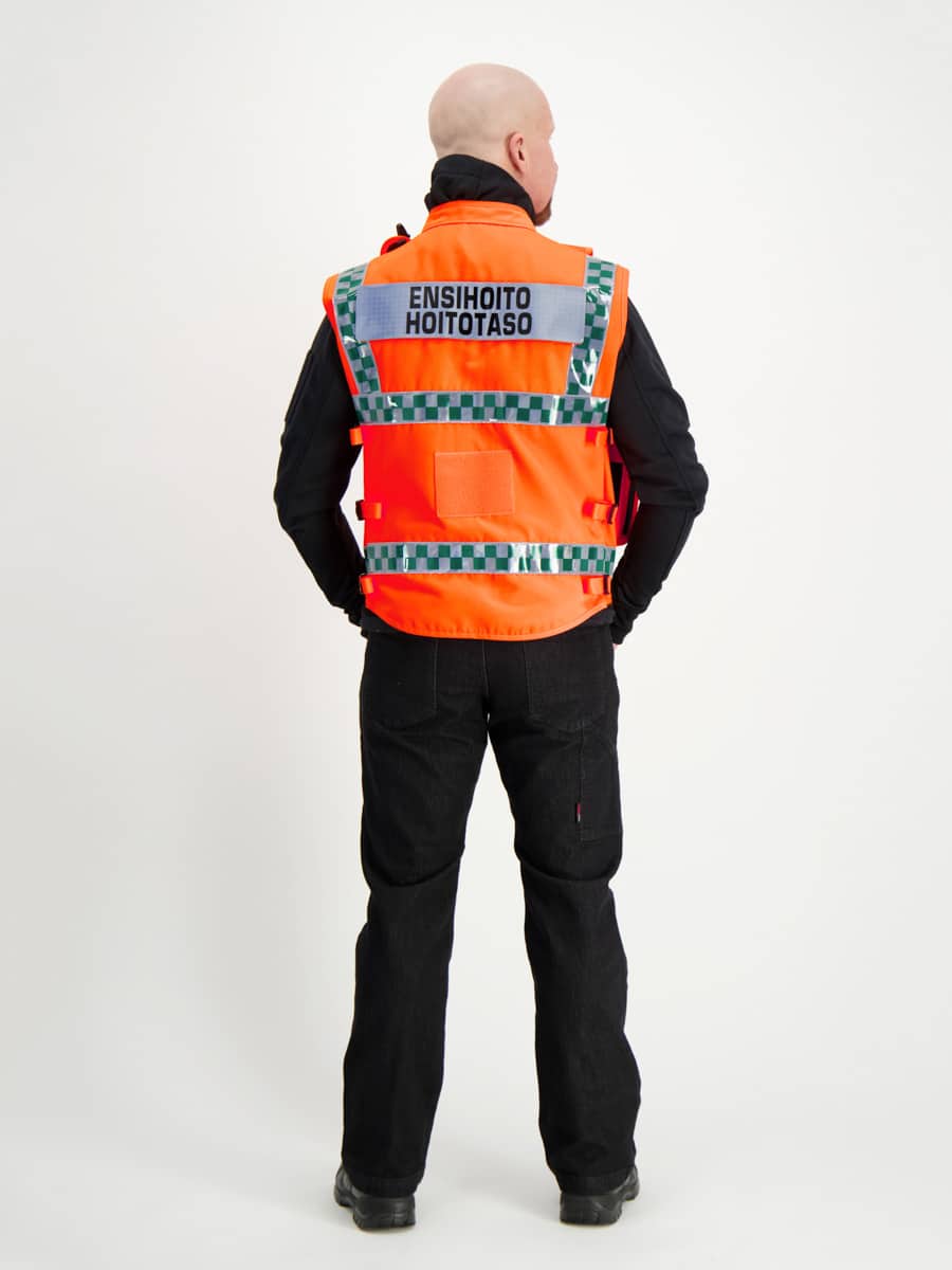 Tactical High Visibility vest, EN 20471 Orange + Green Check