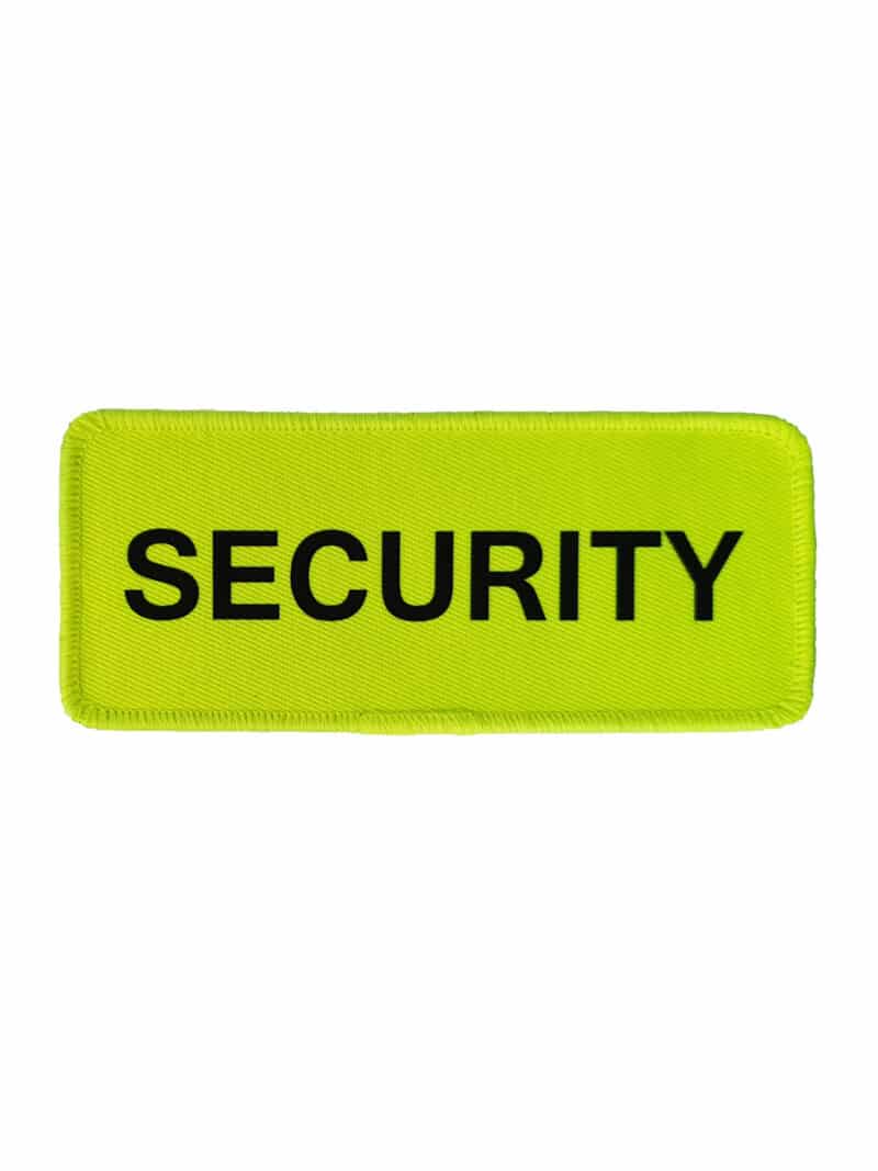SECURITY rintamerkki, keltainen