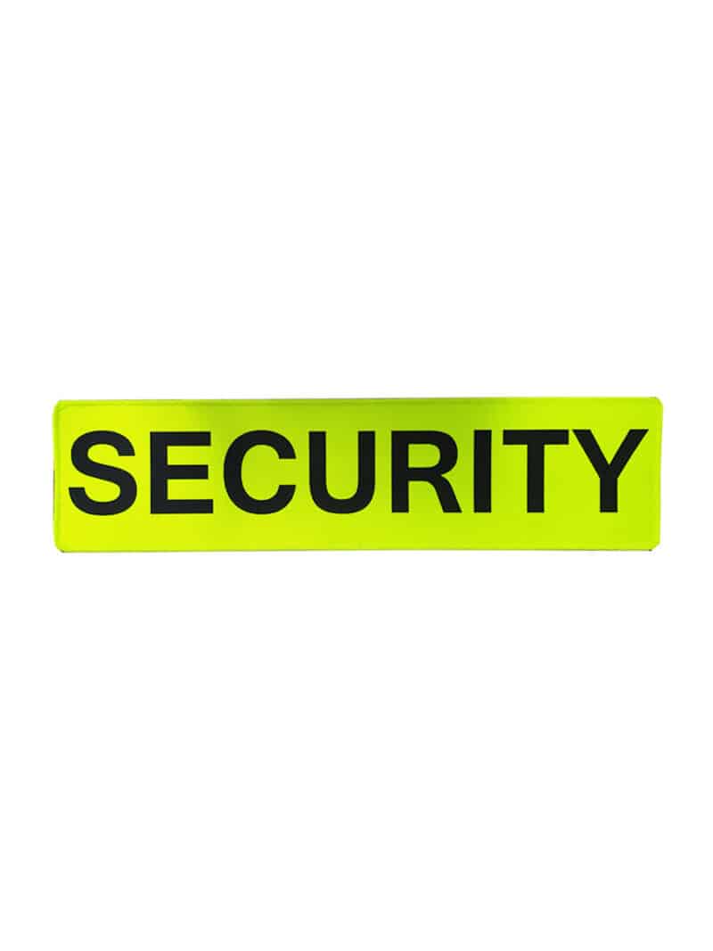 SECURITY selkämerkki, keltainen