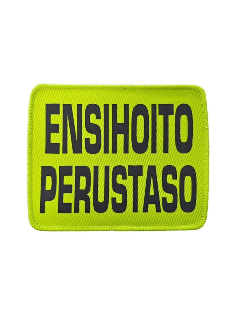 ENSIHOITO PERUSTASO rintamerkki, keltainen