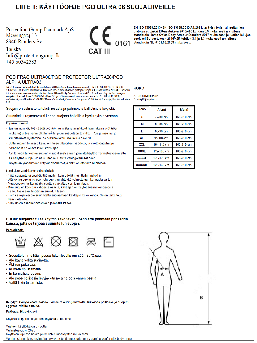 PGD ULTRA 3-in-1 – Luoti-, pisto- ja piikkisuojaliivi